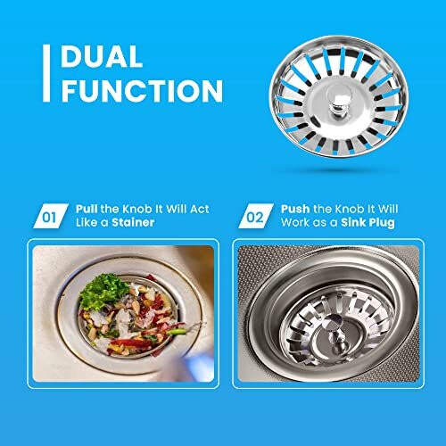 Kitchen Sink Strainer Drainer Plug 78mm Thick Stainless Steel