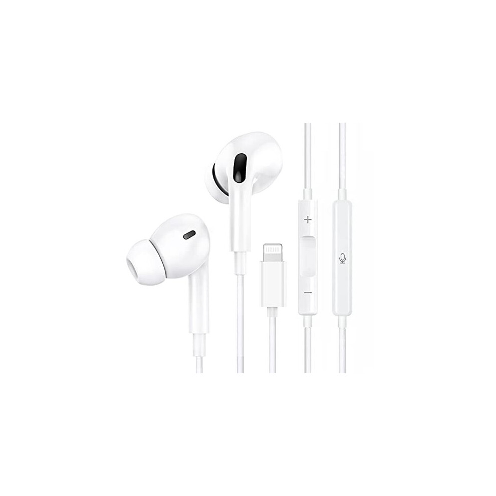 Apple MFi Certified Earphones Wired with Lightning Connector Stereo Sound Headphones with Mic,HiFi Stereo noise-canceling Compatible with iPhone