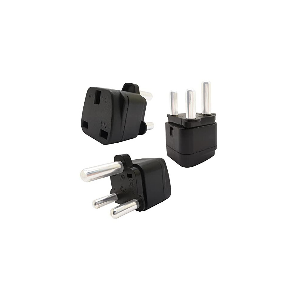 Jiugglad 3Pack Uk To South Africa Plug Adapter Travel Safe 3 Pin Converter Universal For South Africa Pakistan Namibia Swaziland Lesotho Bhutan Botswana And