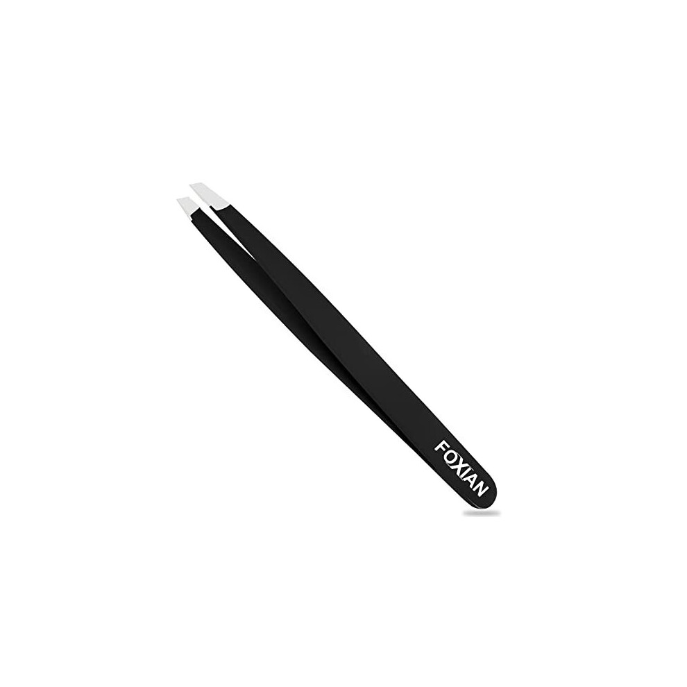 Foxian Tweezers For Facial Hair Women Stainless Steel Eyebrow Tweezers Slanted Tip For Accurate & Precise Grooming Of Eyebrows Professional Tweezers