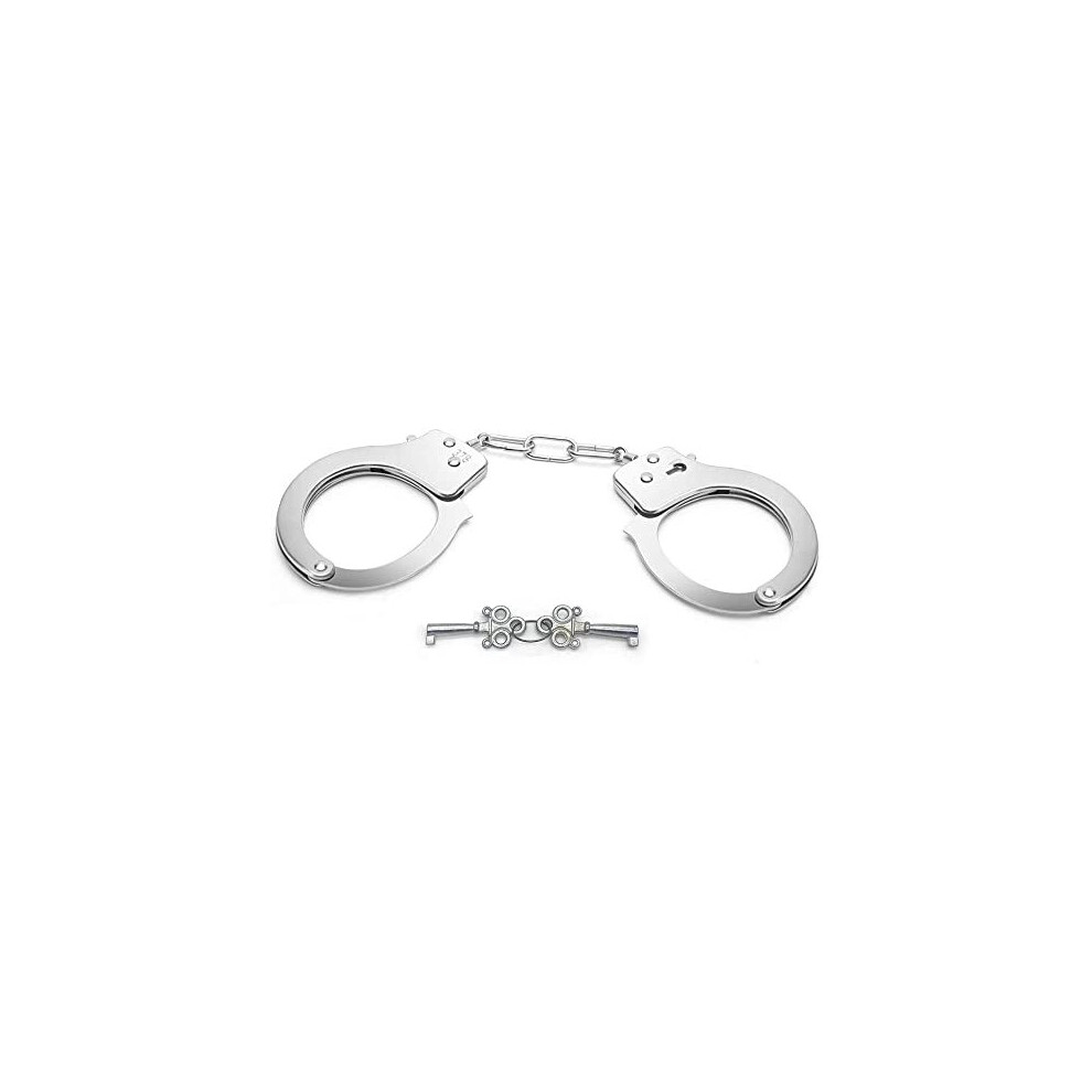 Mvs Wholesale Metal Hand Cuffs / Handcuffs, Fancy Dress Police Accessory, Swat, Fbi, Fed, Handcuffs For Pretend Fun Play, Fits Adults And Children (Pack Of 1), Silver