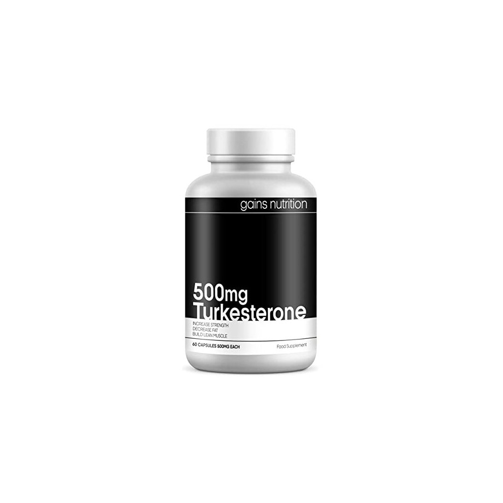 Gains Nutrition Turkesterone | High Strength 500Mg | Anabolic Testosterone Supplement With Hydroxypropyl-Î²-Cyclodextrin | Ajuga Turkestanica Extract | | Promotes