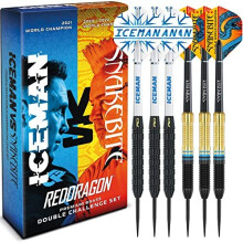 RED DRAGON Peter Wright 'Snakebite' v Gerwyn Price 'Iceman' DWC Brass Darts Set with Flights and Shafts (Stems)