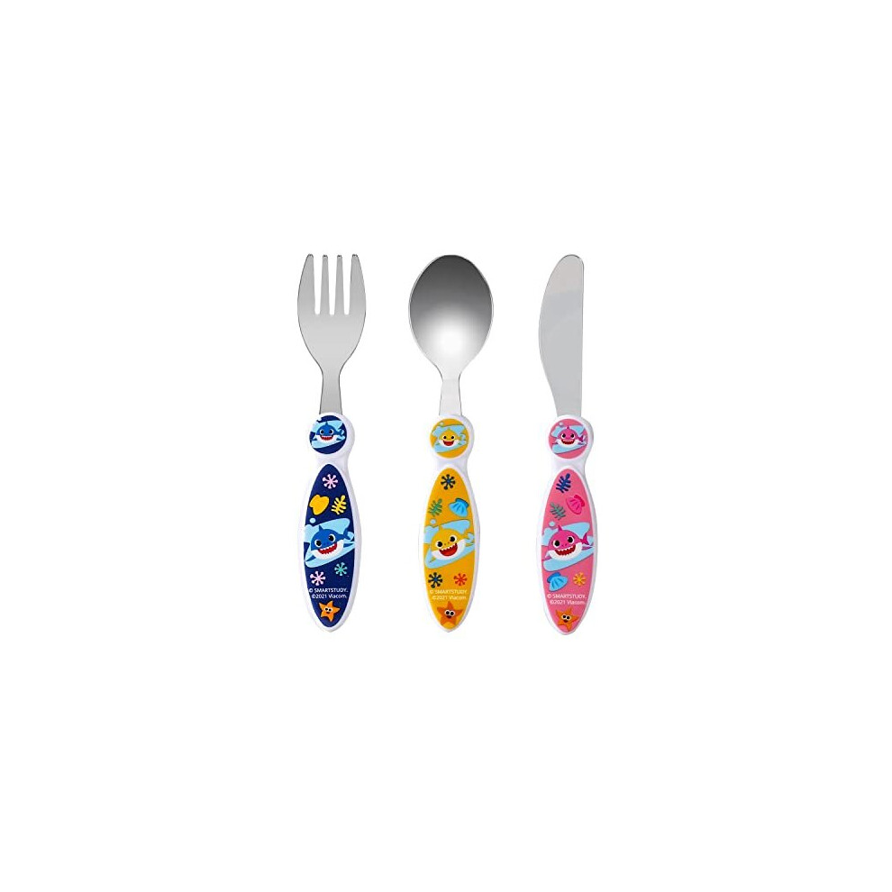 Baby Shark Children's Kids 3pcs Cutlery Set - Knife/Fork/Spoon