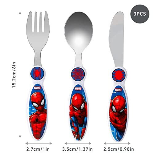 Spiderman Children's Kids 3pcs Cutlery Set - Knife/Fork/Spoon 1