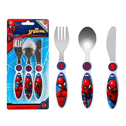 Spiderman Children's Kids 3pcs Cutlery Set - Knife/Fork/Spoon 2