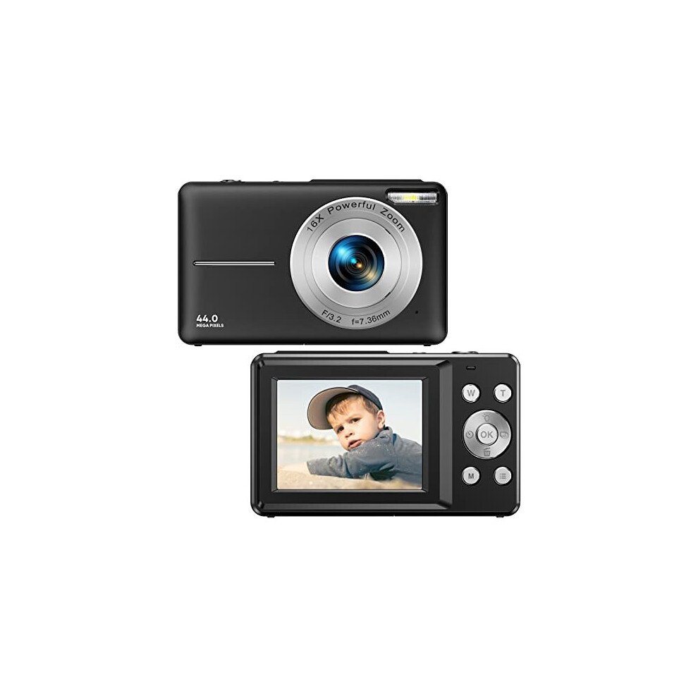 Digital Camera, 1080P Compact Camera FHD Photo Camera 44MP Vlogging Camera Portable Mini Children's Camera with LCD Screen, 16X Digital Zoom and 1