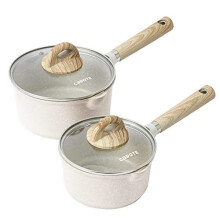 CAROTE Saucepan Set 16cm/18cm, Non Stick Induction Saucepan Set with Lid, Milk Pan for All Hobs, Small Cooking Pot with Pour Spout