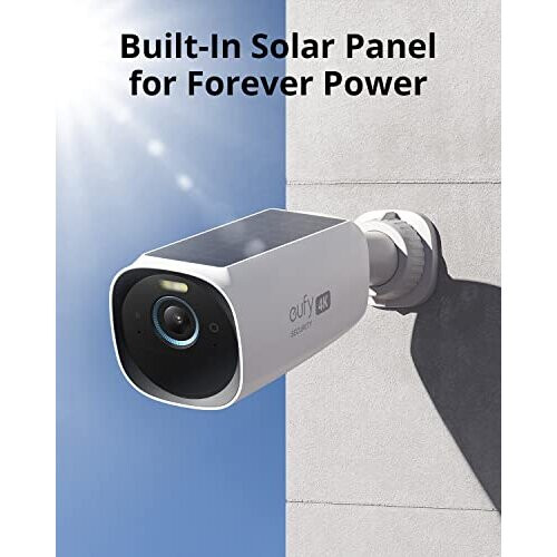 Eufy eufy security eufyCam 3 Add-on Camera, Security Camera Outdoor Wireless, 4K Camera with Integrated Solar Panel, Forever Power, Face Recognition AI, 1