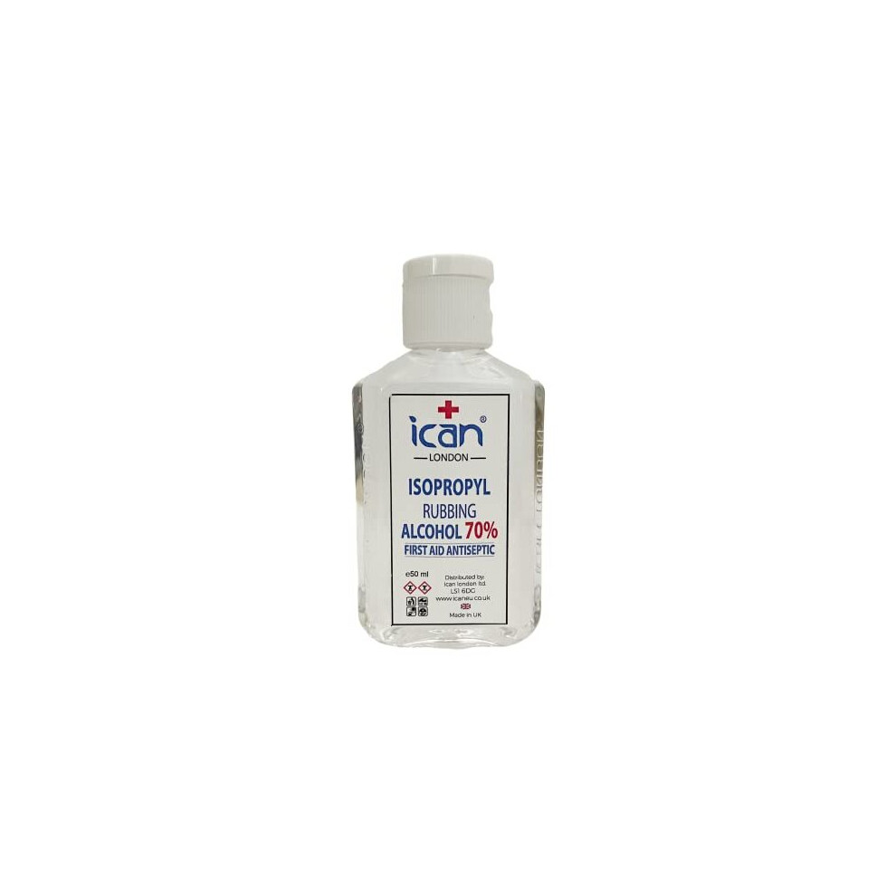 Ican London Isopropyl Rubbing Alcohol 70% First Aid Antiseptic Disinfectant 50Ml Travel Size