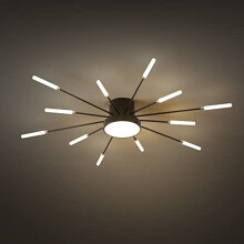 Modern LED Ceiling Light,12+1 Heads Semi Flush Mount Black Chandeliers Ceiling Lighting for Bedroom Living Room Kitchen Dining Room Restaurant