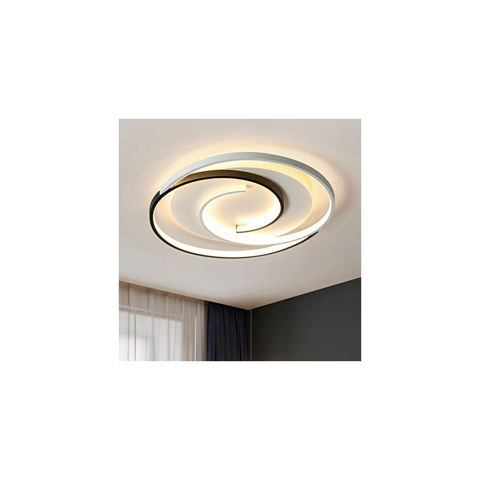 Modern LED Ceiling Light 36W 50cm with Remote Control Geometry Round Black and White Dimmable Flush Mount for Living Room Bedroom Kitchen