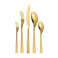 Otto Koning - Berlin - 20 Piece Gold Cutlery Set for 4 People, Stainless Steel Flatware, Tableware Silverware Set with Steak Knife and Fork Sets,