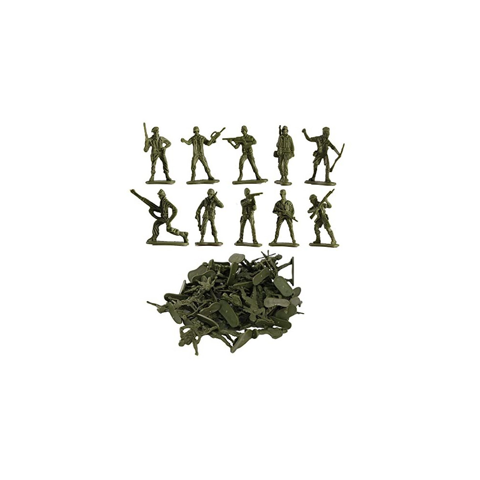 D.A.Y. Republic 50 Piece World War II Plastic Toy Soldiers Traditional Green Army Men, Free Standing in Battle Poses, Kids Military Games Action