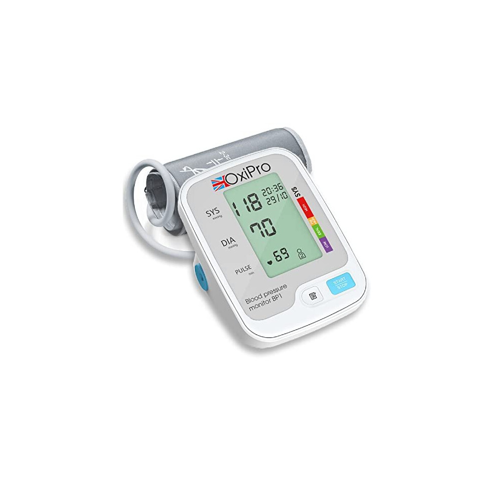 Oxipro Bp1 - Nhs Supplied Blood Pressure Monitors - Ce Approved Bp Blood Pressure Machines For Home Use With Heart Rate Monitor & Cuff