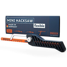 Presch Junior Hacksaw Flexible 300mm - 3in1 Hacksaw for Metal Cutting incl. 300mm HSS bimetal Saw Blade - Adjustable Mini Hacksaw with Saw Blade -