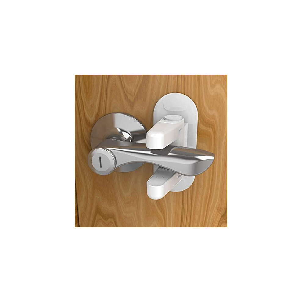 Lerkely Door Handle Locks, 2Pcs Child Safety Door Handle Lock With 3M Adhesive, Child-Proof & Pet-Proof, Baby Safety Door Handle Locks Latches For Bedroom,