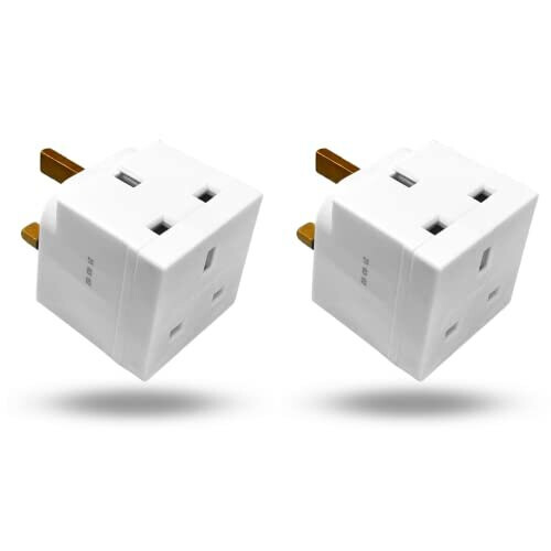 2 Way Double Plug Adaptor, 13A 250V UK 3 Pin Multi Socket Extension Multiplug Adapter - 3 Pins Socket Splitter Extension UK Plug, Double Adapter Plug