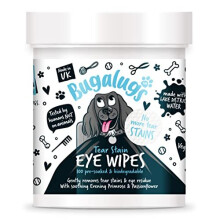 BUGALUGS Dog Eye Wipes 100 Biodegradable textured pre-soaked Dog Wipes. Safe & Easy Cleaning For Dogs - Pet Eye Wipes Remove Tear Stains, Dog Eye