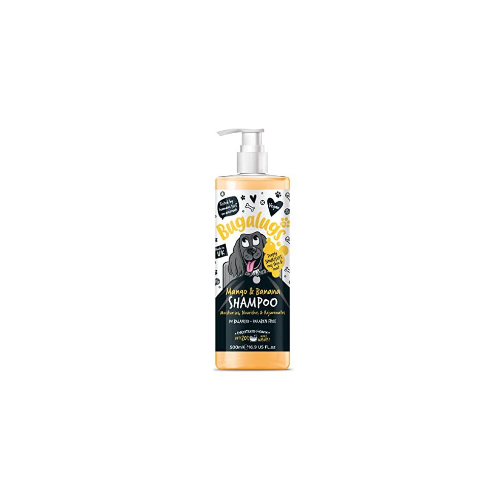 BUGALUGS Dog Shampoo Tropical Mango & Banana dog grooming shampoo products for smelly dogs with fragrance, best puppy shampoo, professional groom