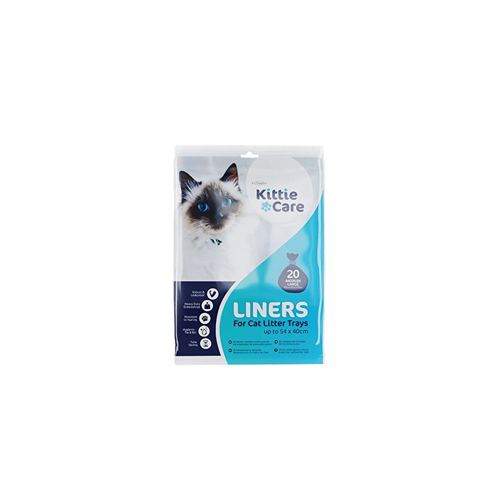 Pack of 20 M/L Kittie Care Cat Litter Liners for Medium and Large Boxes