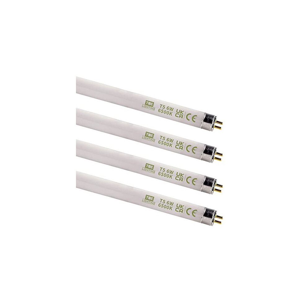 TBE Lighting T5 6w Fluorescent Tube Lamps 225mm - CFL Bulbs - G5 2-Pin Base Fittings - T5 High Efficiency Lamps, Day Light White 6500K (4-Pack)-image-OPC-PB95NTG-NEW