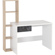 Seconique Nordic 1 Drawer Computer Desk in White/Distressed Effect, Engineered Wood, W 1200mm x D 550mm x H 1365mm