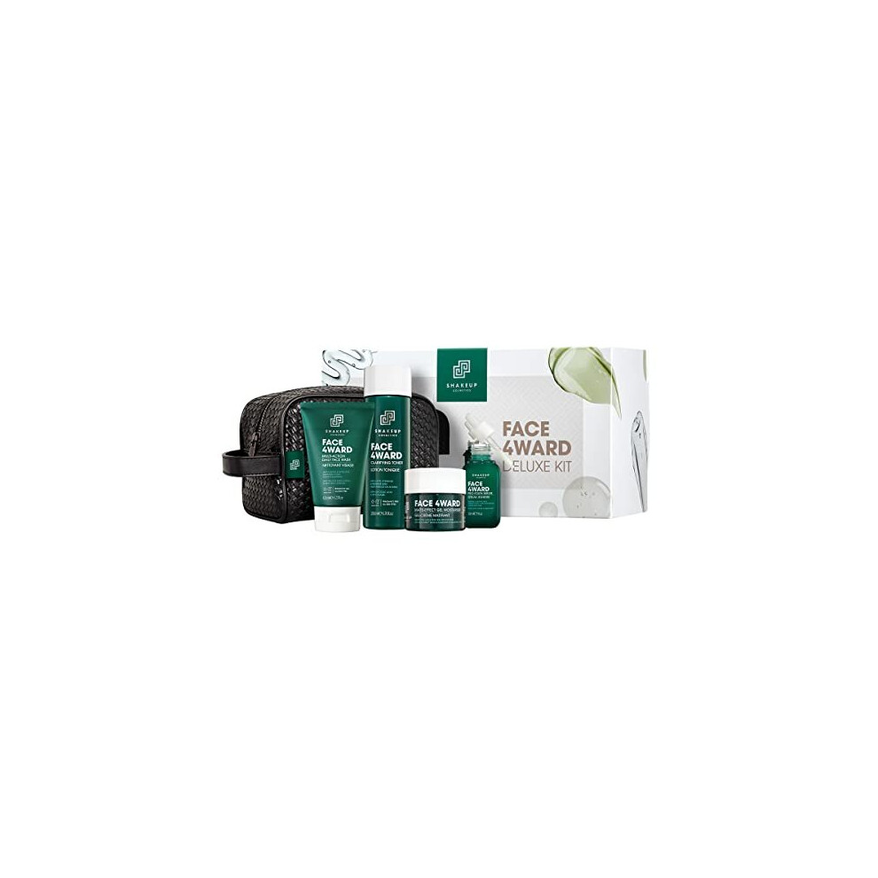 Shakeup Cosmetics - FACE 4WARD Deluxe Kit - Skincare Gift Set for Men, Includes Daily Face Wash, Cleansing Toner, Anti Ageing Serum, Mattifying