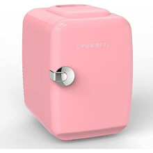 CROWNFUL Mini Fridge, 4 Liter/6 Can Portable Cooler and Warmer Personal Fridge for Skin Care, Cosmetics, Food, Great for Bedroom, Office, Car, Dorm,