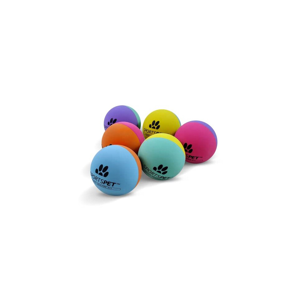 Sportspet High Bounce Natural Rubber Dog Balls (6 Pack High Bounce) (60Mm)