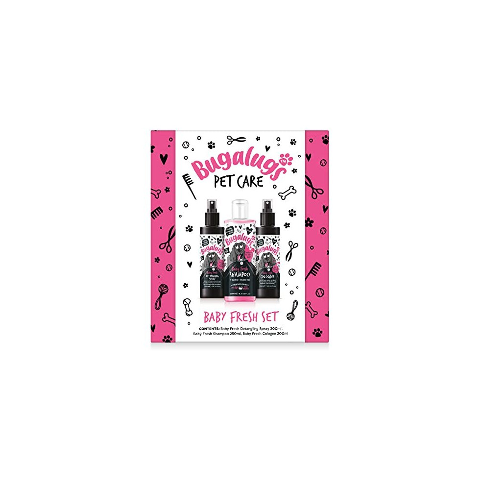 Bugalugs Spa Gift Set For Dogs: Shampoo, Detangling Spray & Cologne – 3-Piece Dog Birthday Gift, Vegan & Cruelty-Free