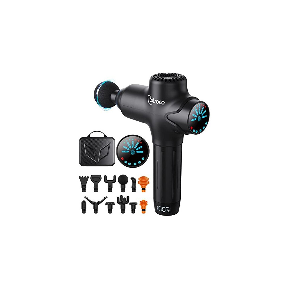 Cotsoco Massage Gun Deep Tissue Percussion Muscle Massage Gun for Athletes,Super Quiet Portable Electric Sport Massager with 12 Massage Heads