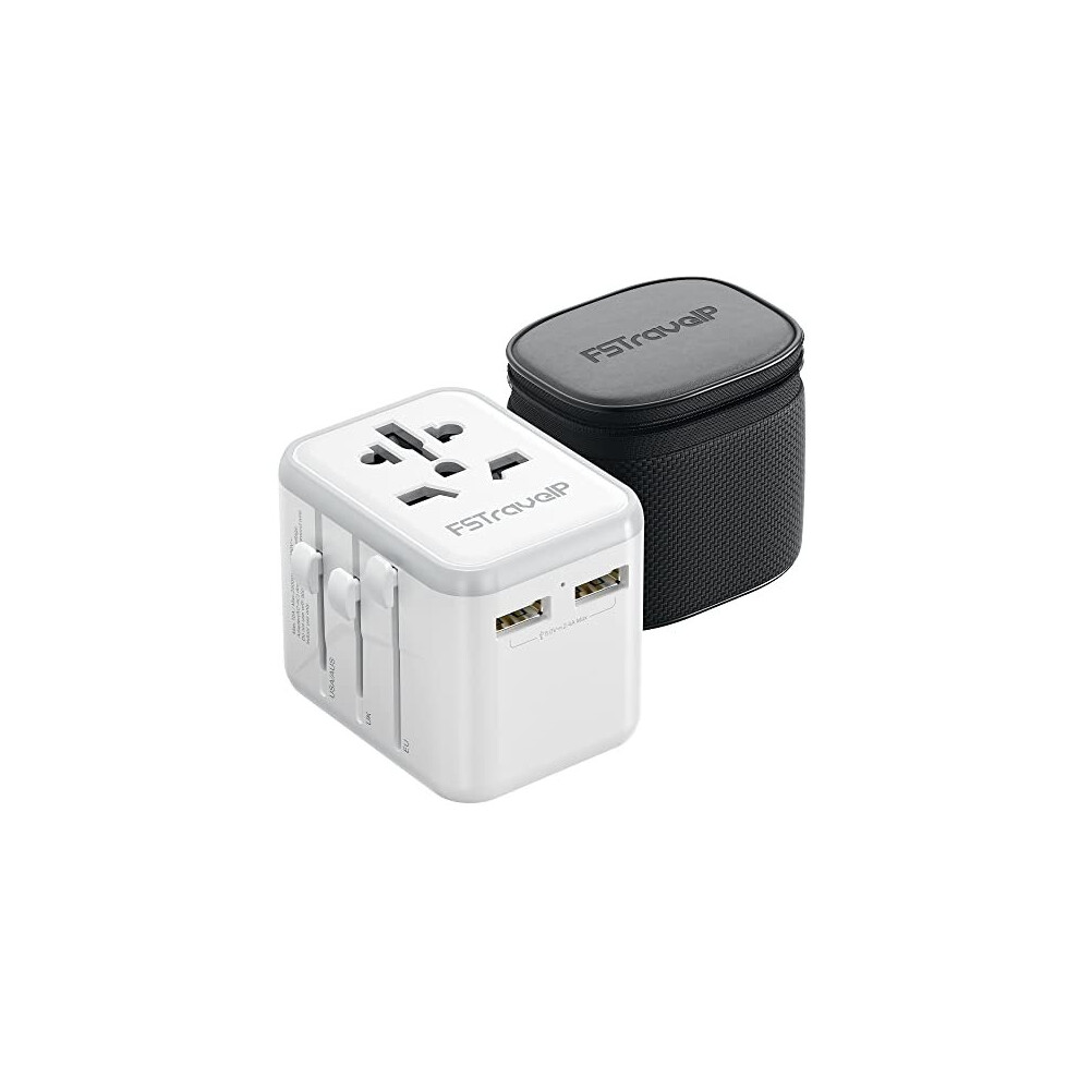 Worldwide Travel Adapter With Usb, Fstravelp Universal Plug Adapter With 2 Usb International Ac Socket Dual 10A Fuses, All In One Travel Plug Adapter 726989927694