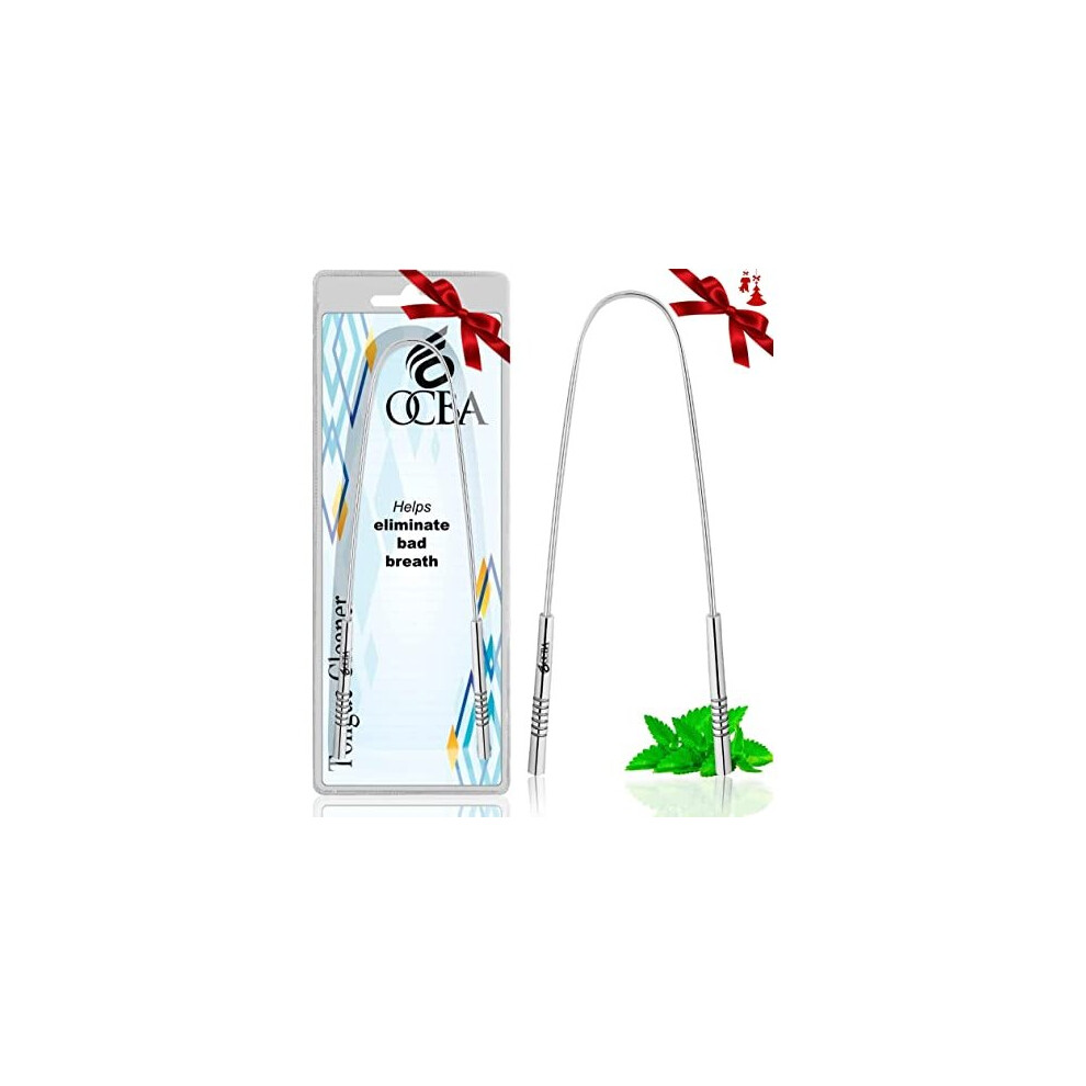 Ocba Tongue Scraper For Oral Health Natural Silver Tongue Cleaner Rustproof Use After Toothbrush For Fresh Breath Stainless Steel