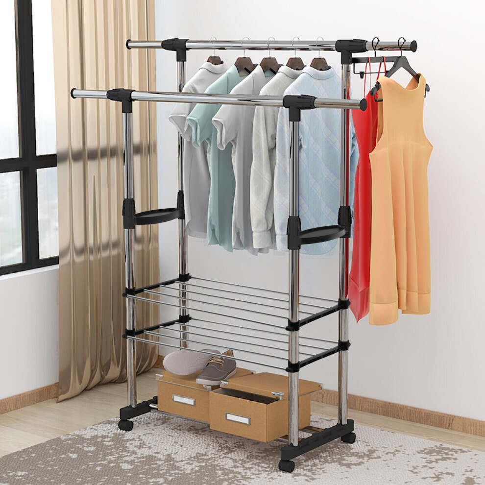 Double 2024 Hanging Rolling Adjustable Rack