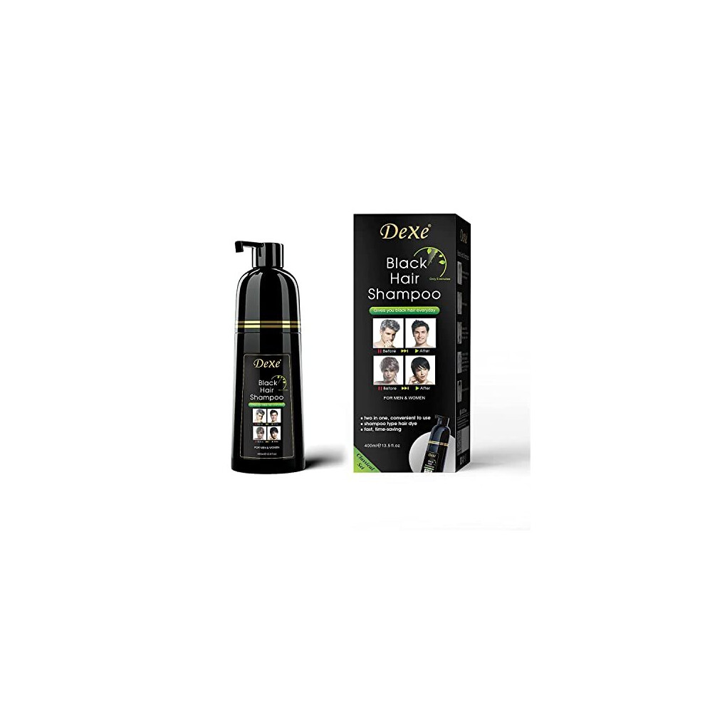 Instant black hair shampoo, hair dye shampoo for men and women - easy to use - 100% grey coverage - quick and easy - lasts 30 days 3 in 1 black hair