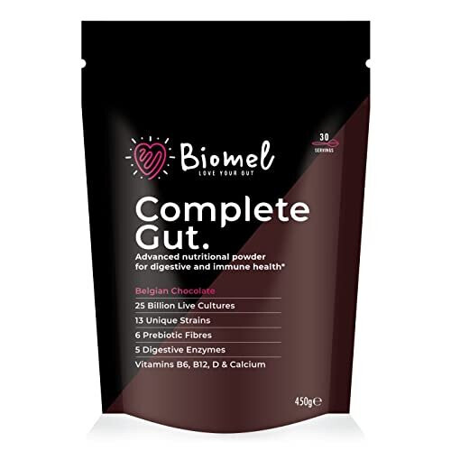 Biomel Complete Gut | Probiotic + Prebiotic | 30 Servings (Belgian Chocolate)