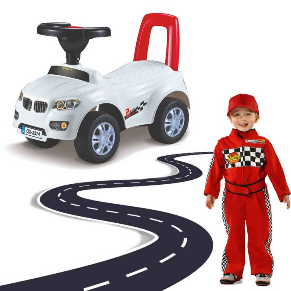 (White) Coo11 Ride-on Push Car, High Quality, Ergonomic and Safe Design, Lightweight Portable, Improves Skills Development, Perfect Gift for Kids 19-3