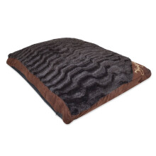 (Extra Large, Chocolate Texture) LARGE & Extra Large Fur Dog Bed -Pet Washable Zipped Mattress Cushion