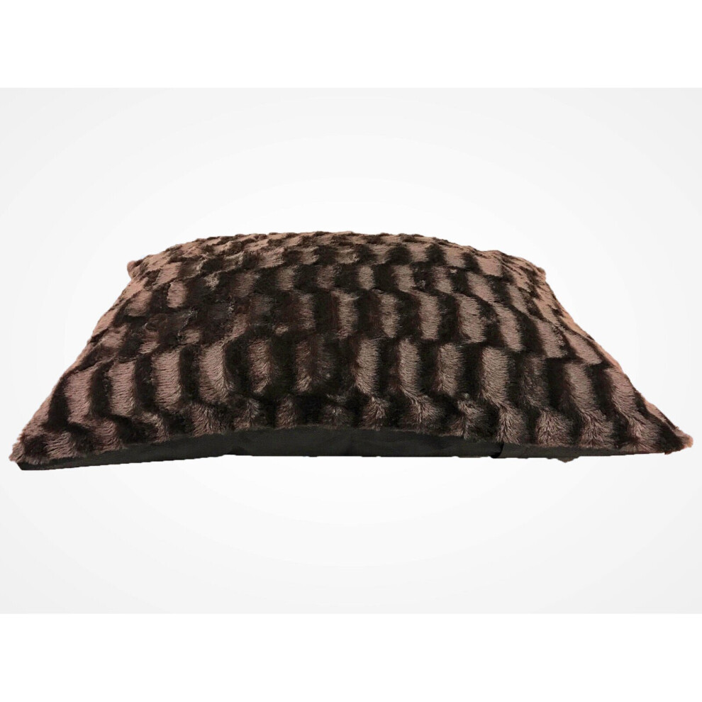 (Extra Large, Brown Texture) LARGE & Extra Large Fur Dog Bed -Pet Washable Zipped Mattress Cushion-image-OPC-PB968NQ-NEW