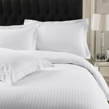 (Single) Luxury Satin Stripe Duvet Reversible Quilt Cover with Pillowcases