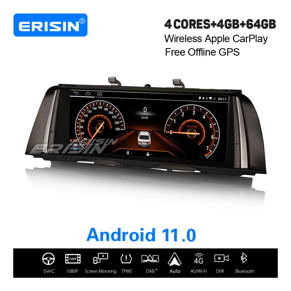 10.25" Ips 64Gb Android 11.0 Satnav Wireless Carplay Car Stereo Tpms Dab+ Bt For Bmw 5Er F10/F11 Nbt 737655209082