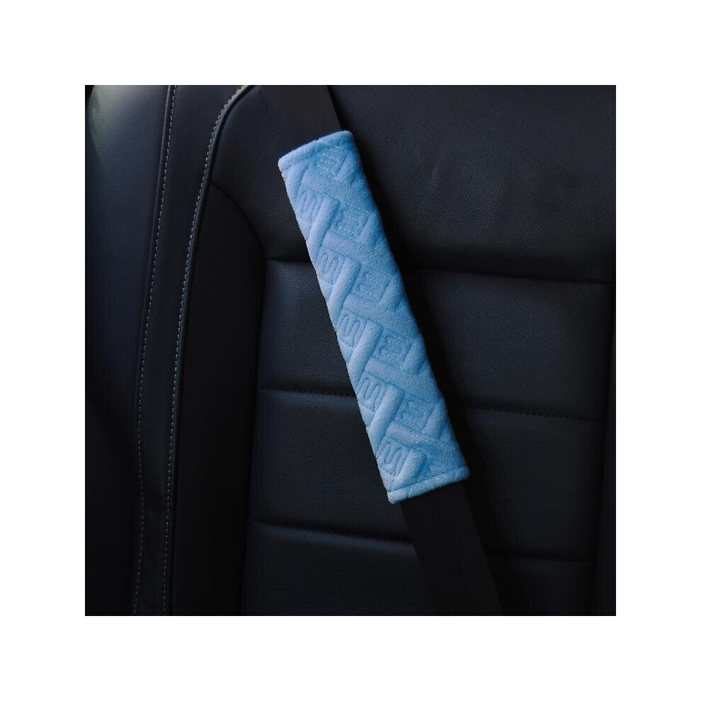 (Blue) 4Pcs Seat Belt Covers Universal Plush Harness Pads Car Interior Accessories Blue 768619223127