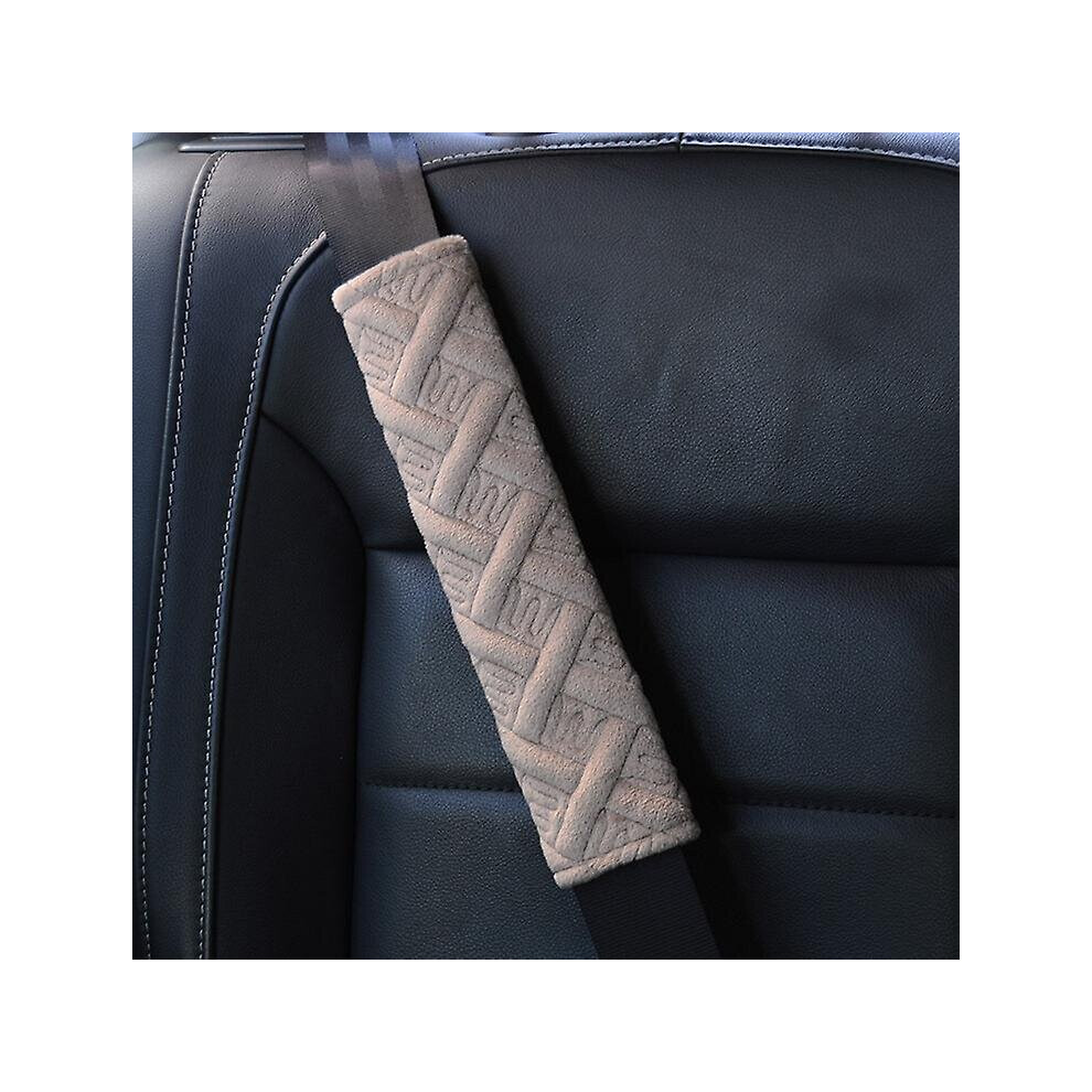 (Khaki) 4Pcs Seat Belt Covers Universal Plush Harness Pads Car Interior Accessories 768619223219