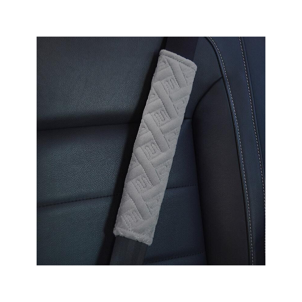 (Gray) 4Pcs Seat Belt Covers Universal Plush Harness Pads Car Interior Accessories Gray 768619223158