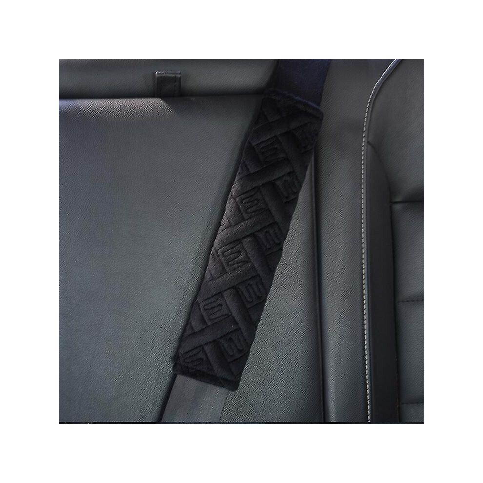 (Black) 4Pcs Seat Belt Covers Universal Plush Harness Pads Car Interior Accessories Black 768619223189