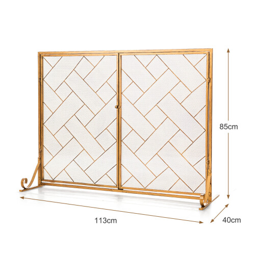 Costway Double-Door Fireplace Screen 2-Panel  Metal Spark Guard Gate Cover 1