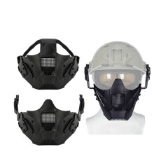 (Black) Airsoft Tactical Mask Half Face Protective Mask Work With Fast Helmet