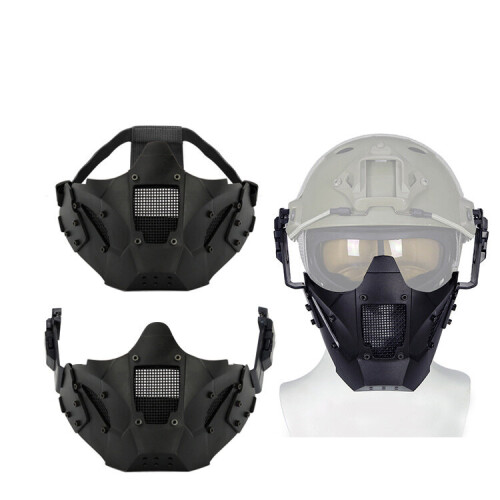 (Black) Airsoft Tactical Mask Half Face Protective Mask Work With Fast Helmet