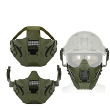 (Green) Airsoft Tactical Mask Half Face Protective Mask Work With Fast Helmet
